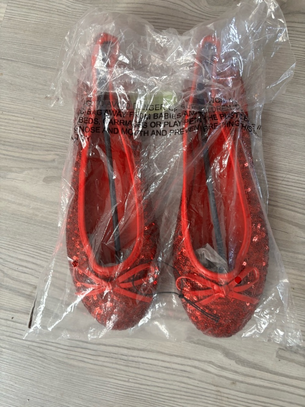 Women’s Red Sequin Ballet Flats with Bow Accent